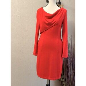 St. Emile Dress Designer Red Long Sleeve Sheath Lined Stretch Size 6 NWT ($495)